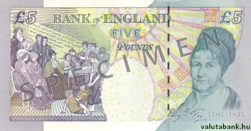 5 fontos címlet hátulja - Angol font bankjegy - GBP