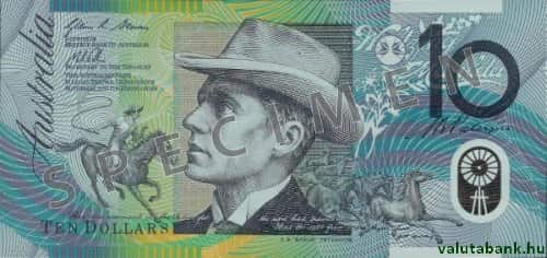 10 dolláros címlet eleje - Ausztrál dollár bankjegy - AUD