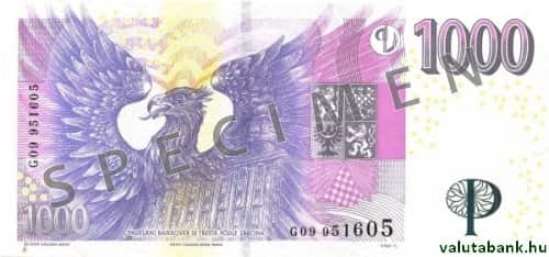 1000 koronás címlet hátulja - Cseh korona bankjegy - CZK