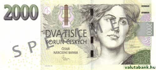 2000 koronás címlet eleje - Cseh korona bankjegy - CZK