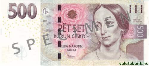500 koronás címlet eleje - Cseh korona bankjegy - CZK