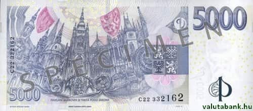 5000 koronás címlet hátulja - Cseh korona bankjegy - CZK