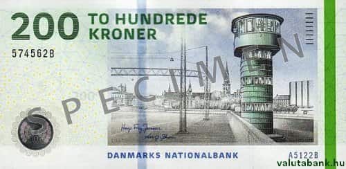 200 koronás címlet eleje - Dán korona bankjegy - DKK