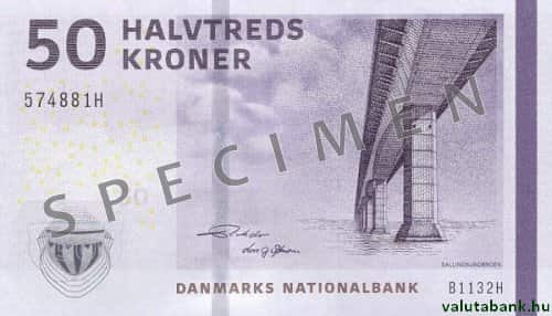 50 koronás címlet eleje - Dán korona bankjegy - DKK