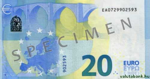 20 eurós címlet hátulja - Euro bankjegy - EUR