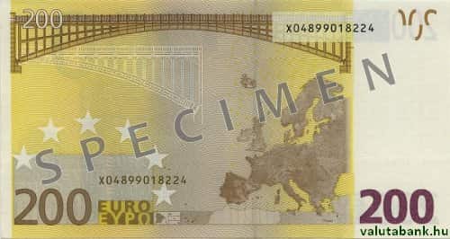 200 eurós címlet hátulja - Euro bankjegy - EUR