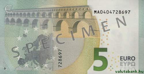 5 eurós címlet hátulja - Euro bankjegy - EUR