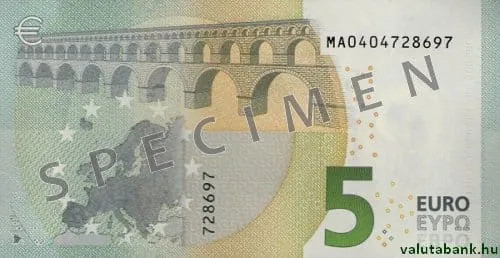 5 € bankjegy hátlap