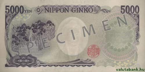 5000 jenes címlet hátulja - Japán yen bankjegy - JPY