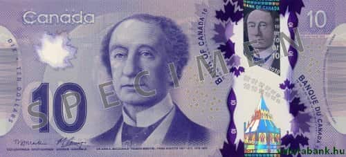 10 dolláros címlet eleje - Kanadai dollár bankjegy - CAD