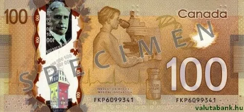 100 C$ bankjegy hátlap