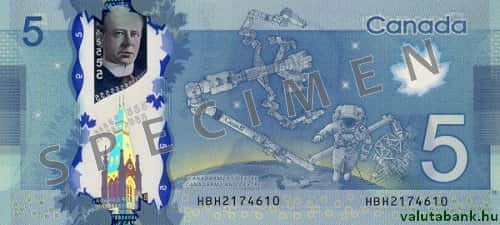 5 dolláros címlet hátulja - Kanadai dollár bankjegy - CAD