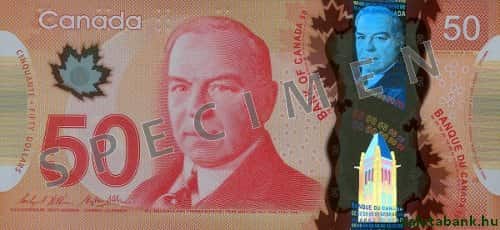 50 dolláros címlet eleje - Kanadai dollár bankjegy - CAD