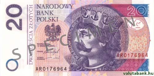 20 zlotyis címlet eleje - Lengyel zloty bankjegy - PLN