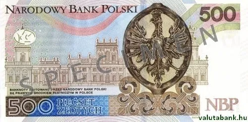 500 zł bankjegy hátlap