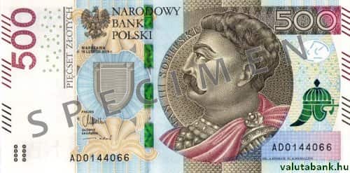 500 zlotyis címlet eleje - Lengyel zloty bankjegy - PLN