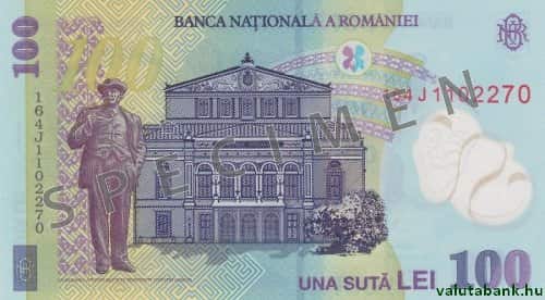 100 lejes címlet hátulja - Román lej bankjegy - RON