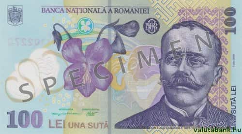 100 lejes címlet eleje - Román lej bankjegy - RON
