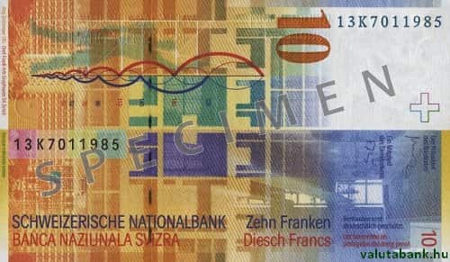 10 frankos címlet hátulja - Svájci frank bankjegy - CHF