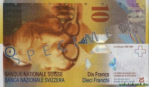 10 frankos címlet eleje - Svájci frank bankjegy - CHF