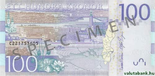 100 koronás címlet hátulja - Svéd korona bankjegy - SEK