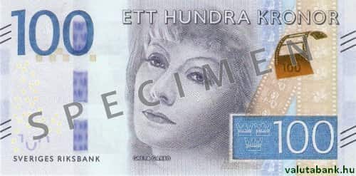 100 koronás címlet eleje - Svéd korona bankjegy - SEK