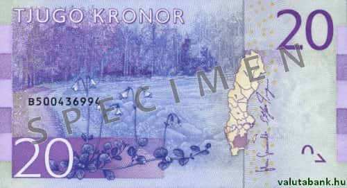 20 koronás címlet hátulja - Svéd korona bankjegy - SEK