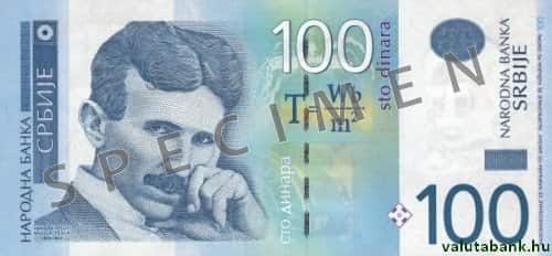 100 dínáros címlet eleje - Szerb Dínár bankjegy - RSD