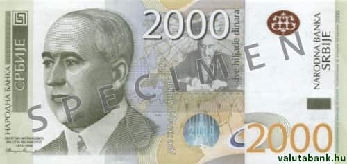 2000 dínáros címlet eleje - Szerb Dínár bankjegy - RSD