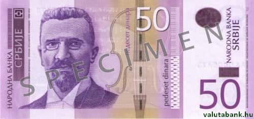 50 dínáros címlet eleje - Szerb Dínár bankjegy - RSD
