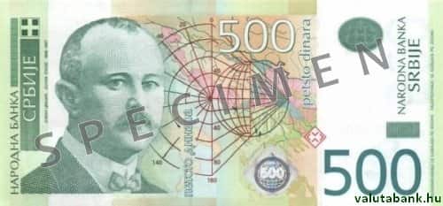 500 dínáros címlet eleje - Szerb Dínár bankjegy - RSD