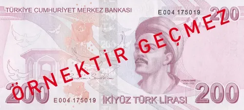 200 ₺ bankjegy hátlap
