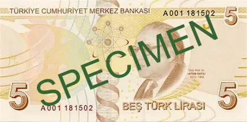 5 ₺ bankjegy hátlap