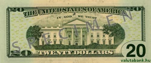 20 dolláros címlet hátulja - USA dollár bankjegy - USD